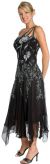 Asymmetric Floral Beaded Cocktail Dress in Black/Silver side view